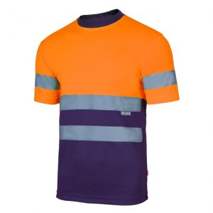 Camiseta AV 305506 Naranja Fluor-Azul Marino